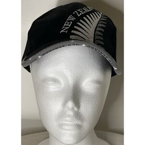 New Zealand Black Ball Cap Style Hat Adjustable White Lettering Unisex